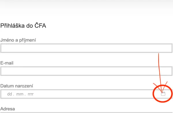 Přihláška do ČFA - jak vyplnit datum